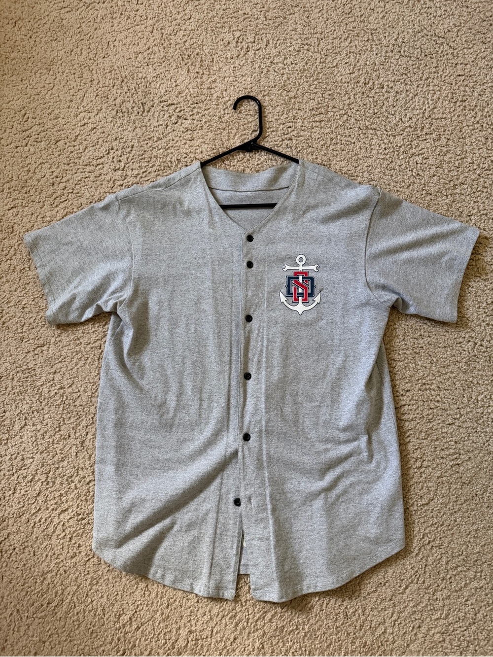 Dark Seas Gray Short-Sleeve Button Baseball Jersey size M